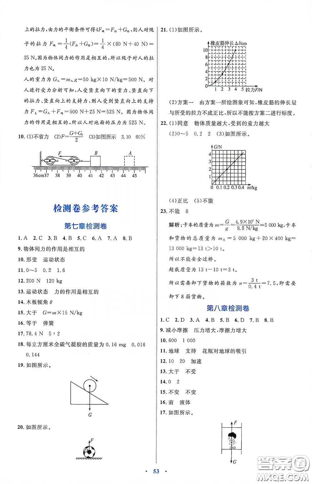 內(nèi)蒙古教育出版社2020學習目標與檢測八年級物理下冊人教版答案