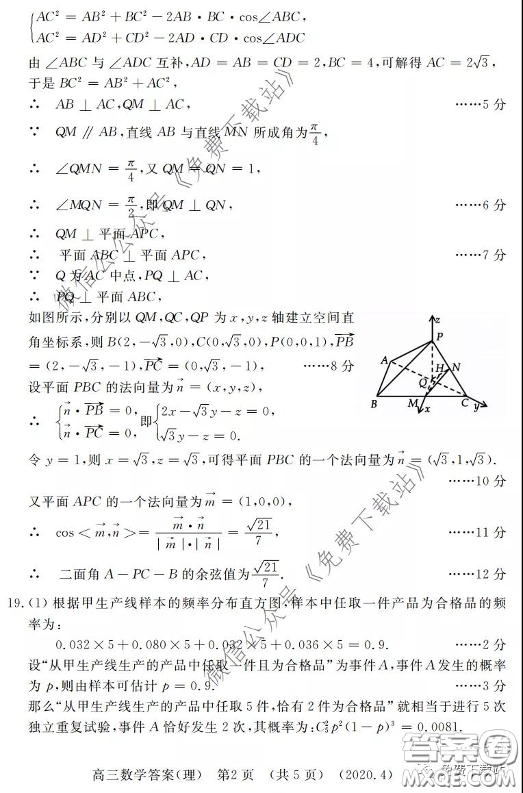 洛陽市2019-2020學(xué)年高中三年級第二次統(tǒng)一考試?yán)砜茢?shù)學(xué)試題及答案