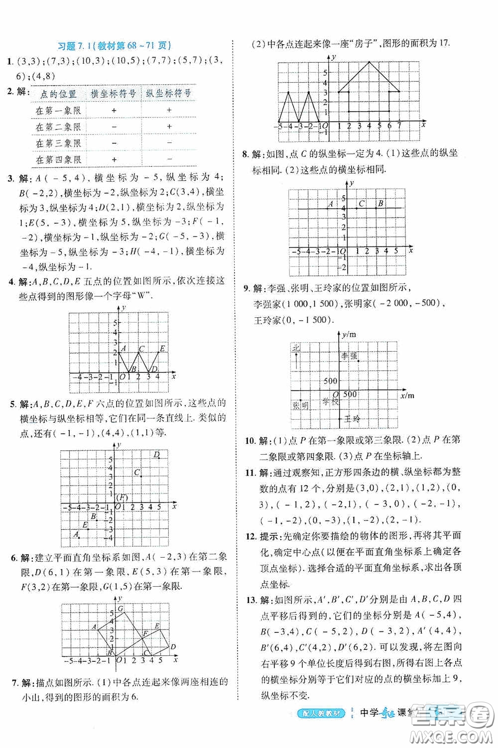 世紀英才中學奇跡課堂2020期末專題總復習七年級數學下冊人教版教材答案