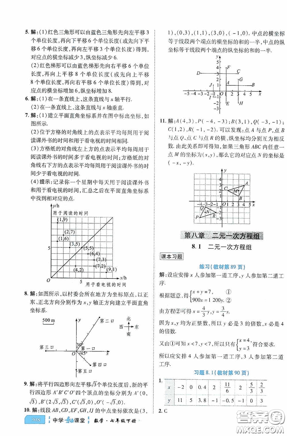 世紀英才中學奇跡課堂2020期末專題總復習七年級數學下冊人教版教材答案