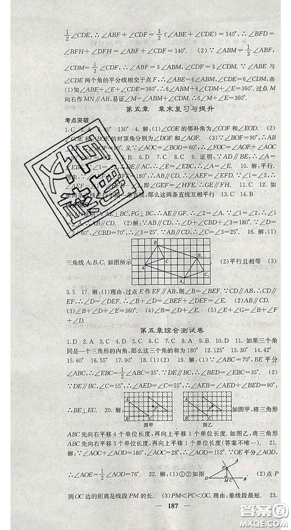 四川大學(xué)出版社2020春名校課堂內(nèi)外七年級(jí)數(shù)學(xué)下冊(cè)人教版答案