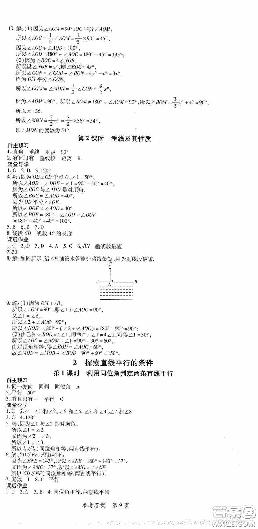 新疆青少年出版社2020高效課堂七年級(jí)數(shù)學(xué)下冊(cè)北師大版答案