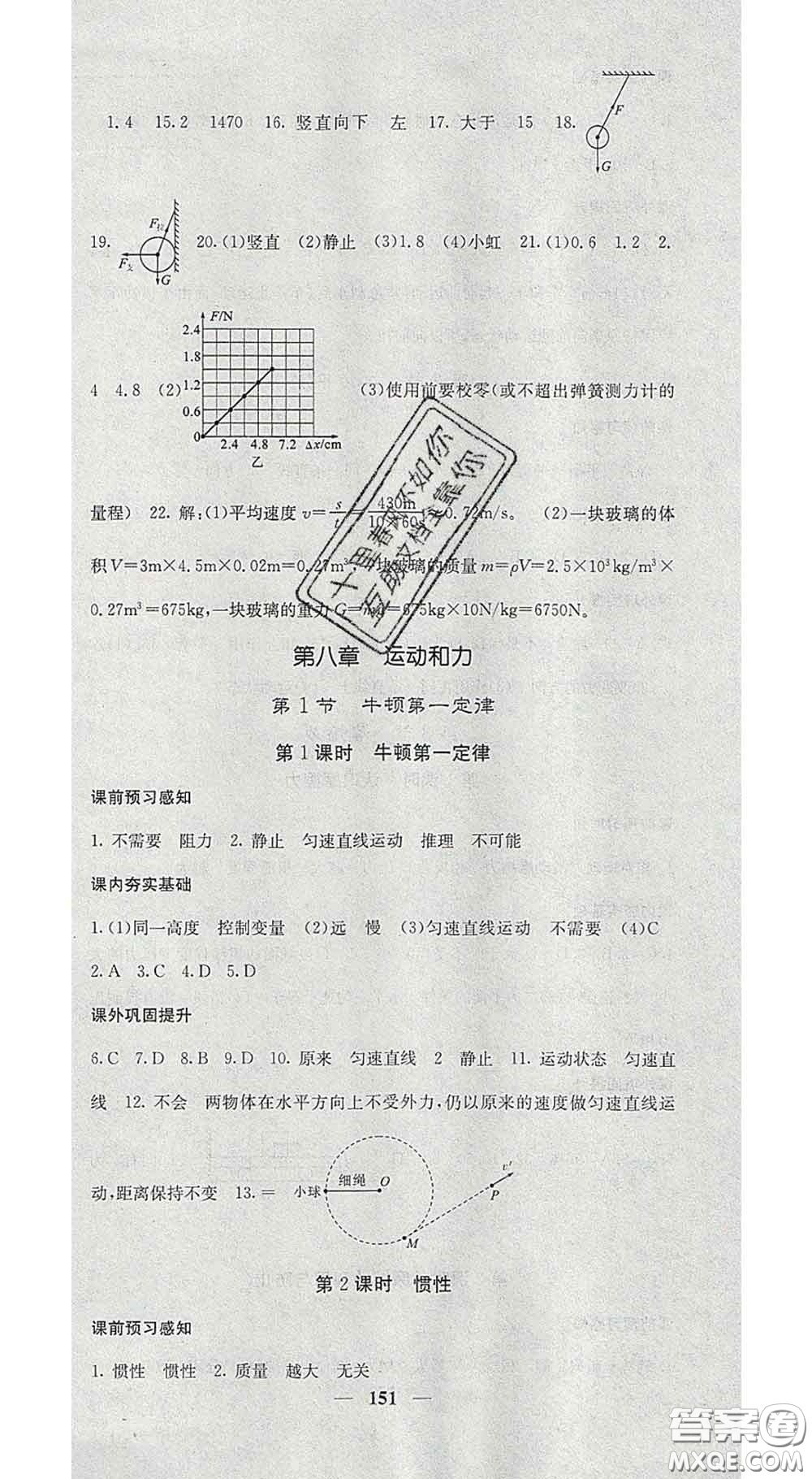 四川大學出版社2020春名校課堂內(nèi)外八年級物理下冊人教版答案