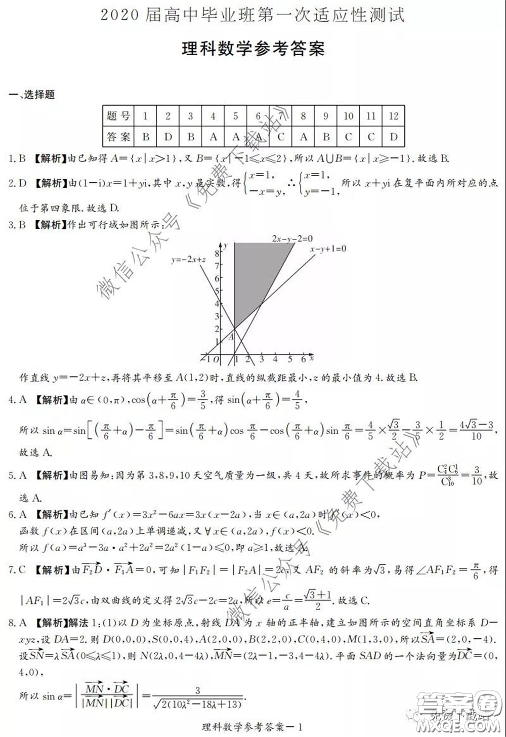 廣西2020屆高中畢業(yè)班第一次適應(yīng)性測試?yán)砜茢?shù)學(xué)試題及答案