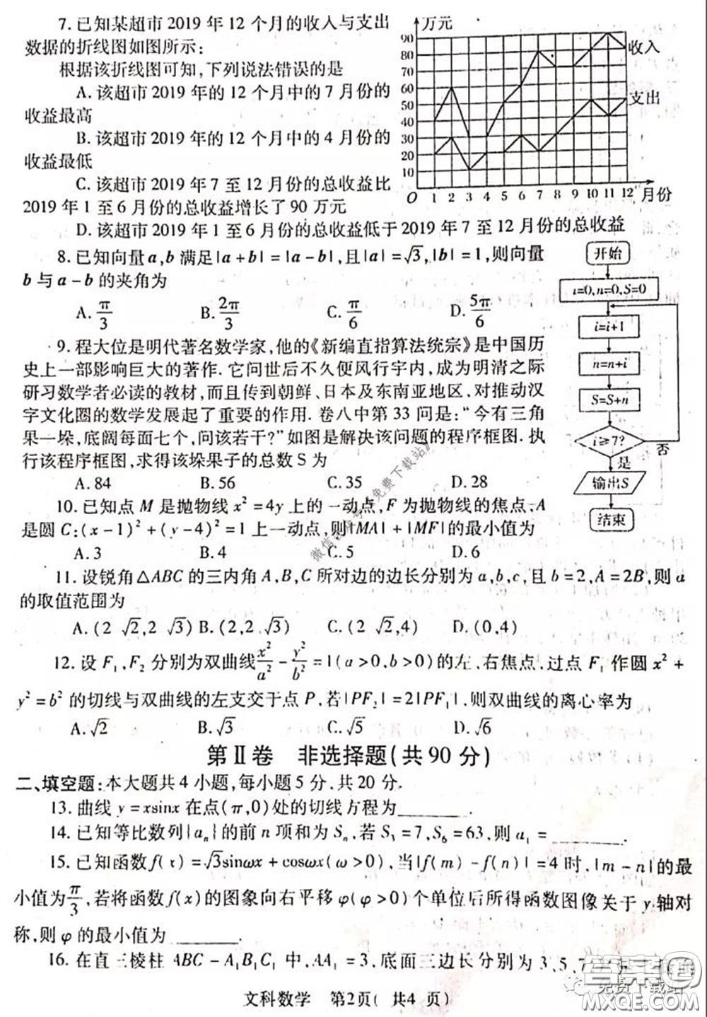 2020年河南省六市高三第一次模擬調(diào)研文科數(shù)學試題答案