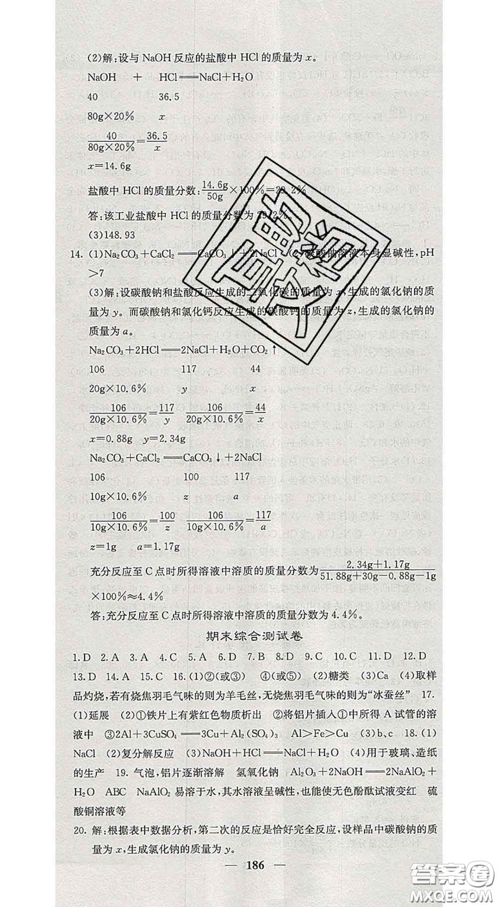 四川大學(xué)出版社2020春名校課堂內(nèi)外九年級(jí)化學(xué)下冊(cè)人教版答案