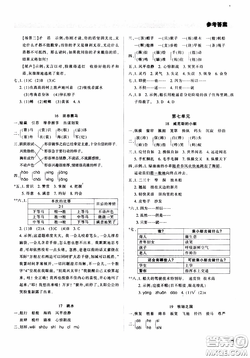 2020年學(xué)習(xí)質(zhì)量監(jiān)測語文五年級(jí)下冊人教版參考答案