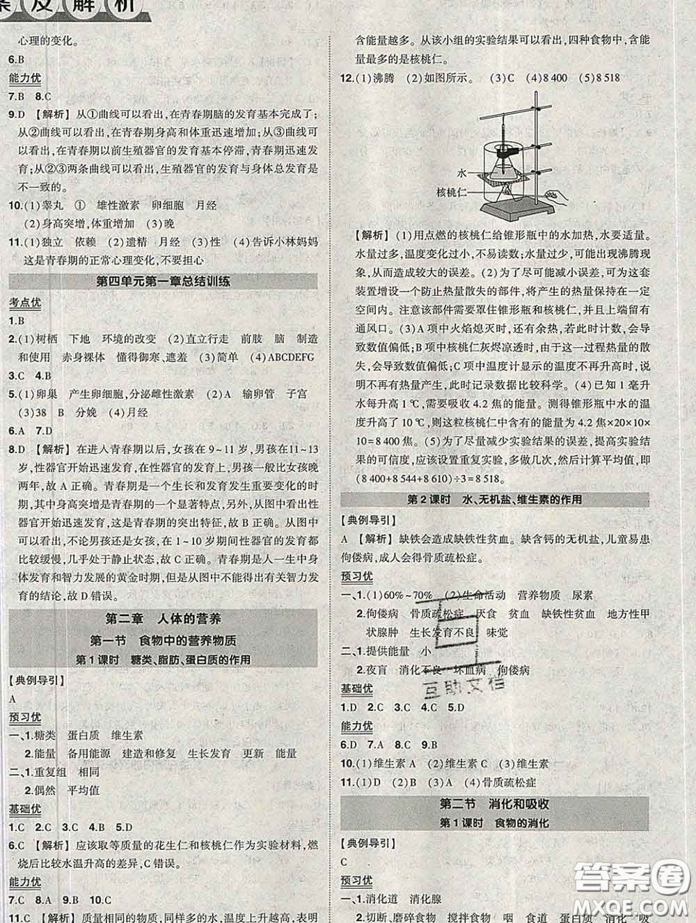 狀元成才路2020春創(chuàng)優(yōu)作業(yè)七年級(jí)生物下冊(cè)人教版答案