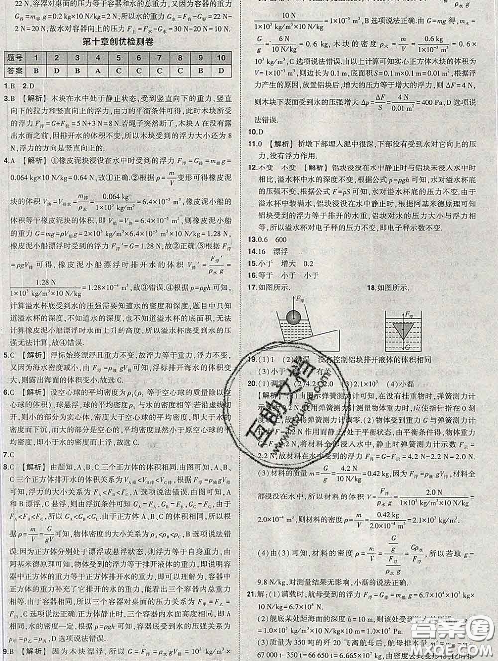 狀元成才路2020春創(chuàng)優(yōu)作業(yè)八年級物理下冊人教版答案