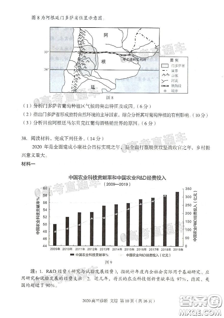 2020年蘭州市高三診斷考試文科綜合試題及答案