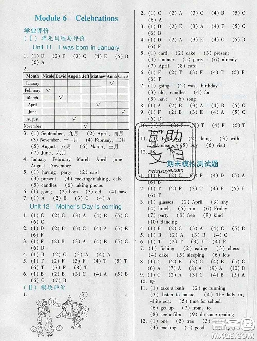 2020新版陽(yáng)光學(xué)業(yè)評(píng)價(jià)四年級(jí)英語(yǔ)下冊(cè)教科版參考答案