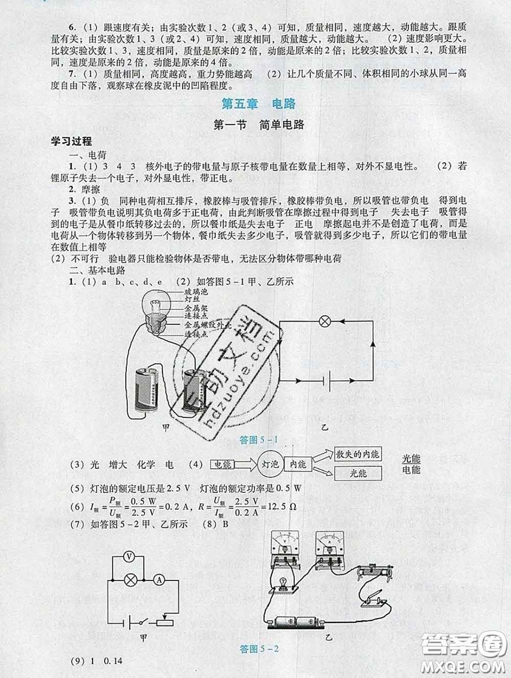 2020新版陽(yáng)光學(xué)業(yè)評(píng)價(jià)九年級(jí)物理下冊(cè)人教版參考答案