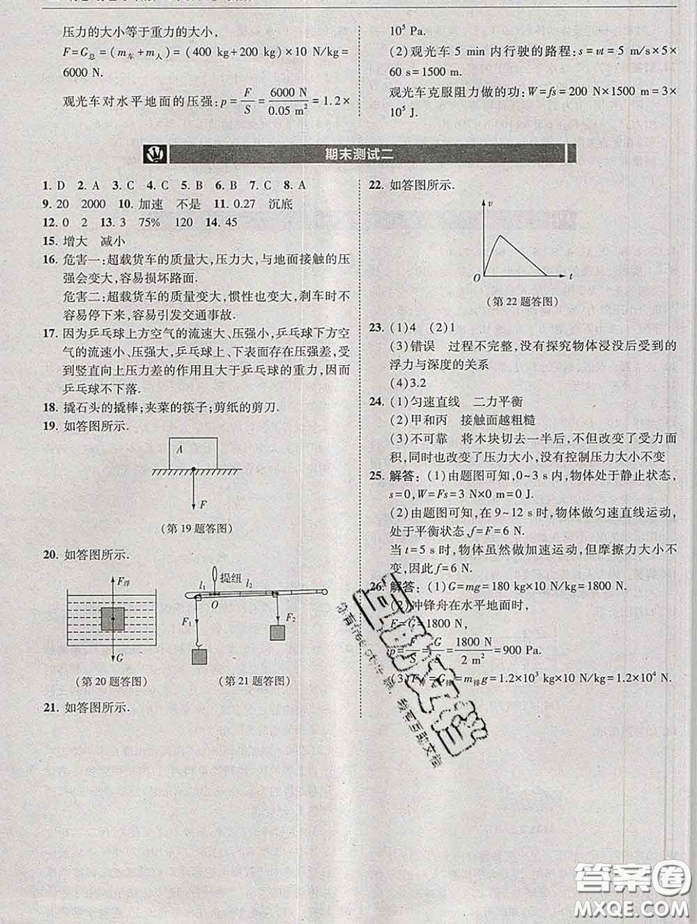 東北師范大學(xué)出版社2020春北大綠卡刷題八年級物理下冊滬科版答案