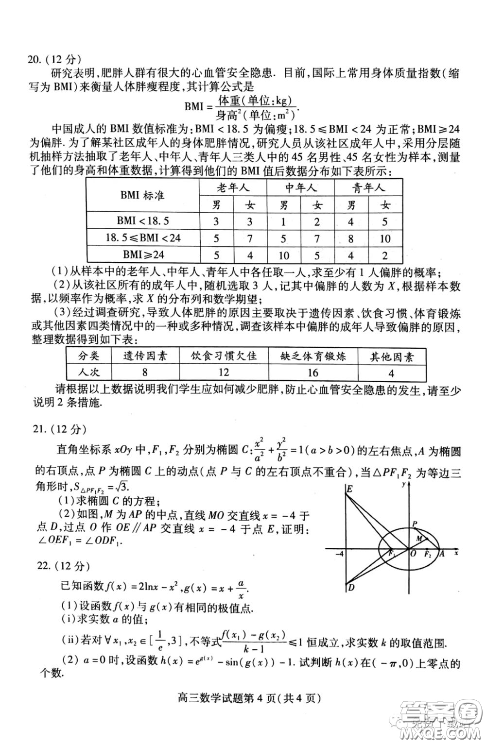 濰坊市2020屆高三下學期高考模擬考試數(shù)學試題及答案