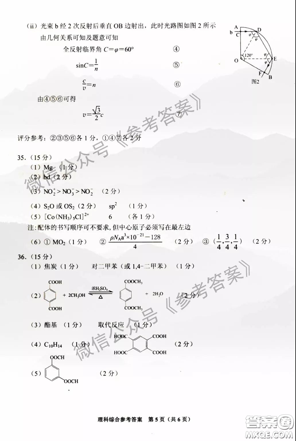 貴州省2020年普通高等學(xué)校招生適應(yīng)性測(cè)試?yán)砜凭C合參考答案