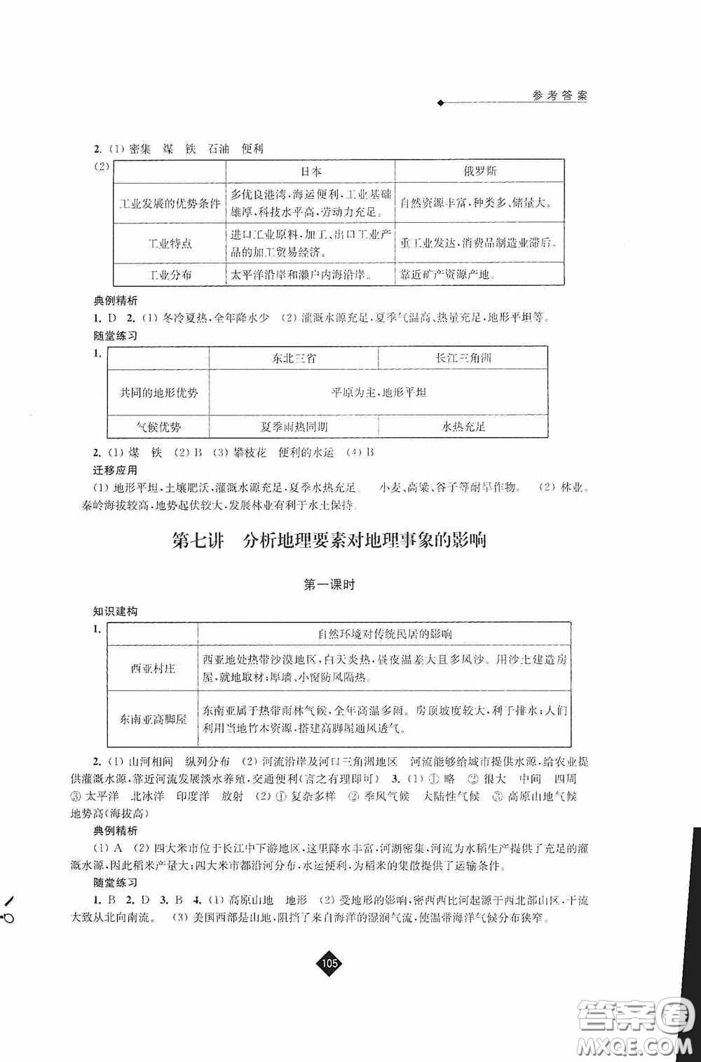 江蘇人民出版社2020年中考復(fù)習(xí)指南地理答案