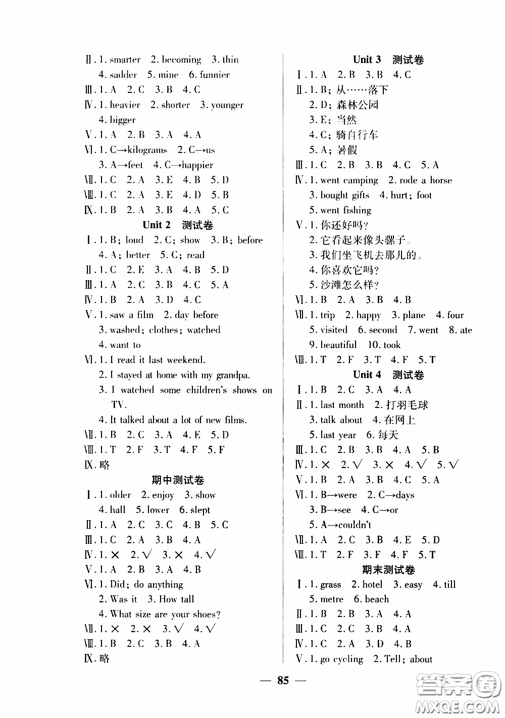 2020年奪冠新課堂隨堂練測英語六年級下冊RJ人教版參考答案