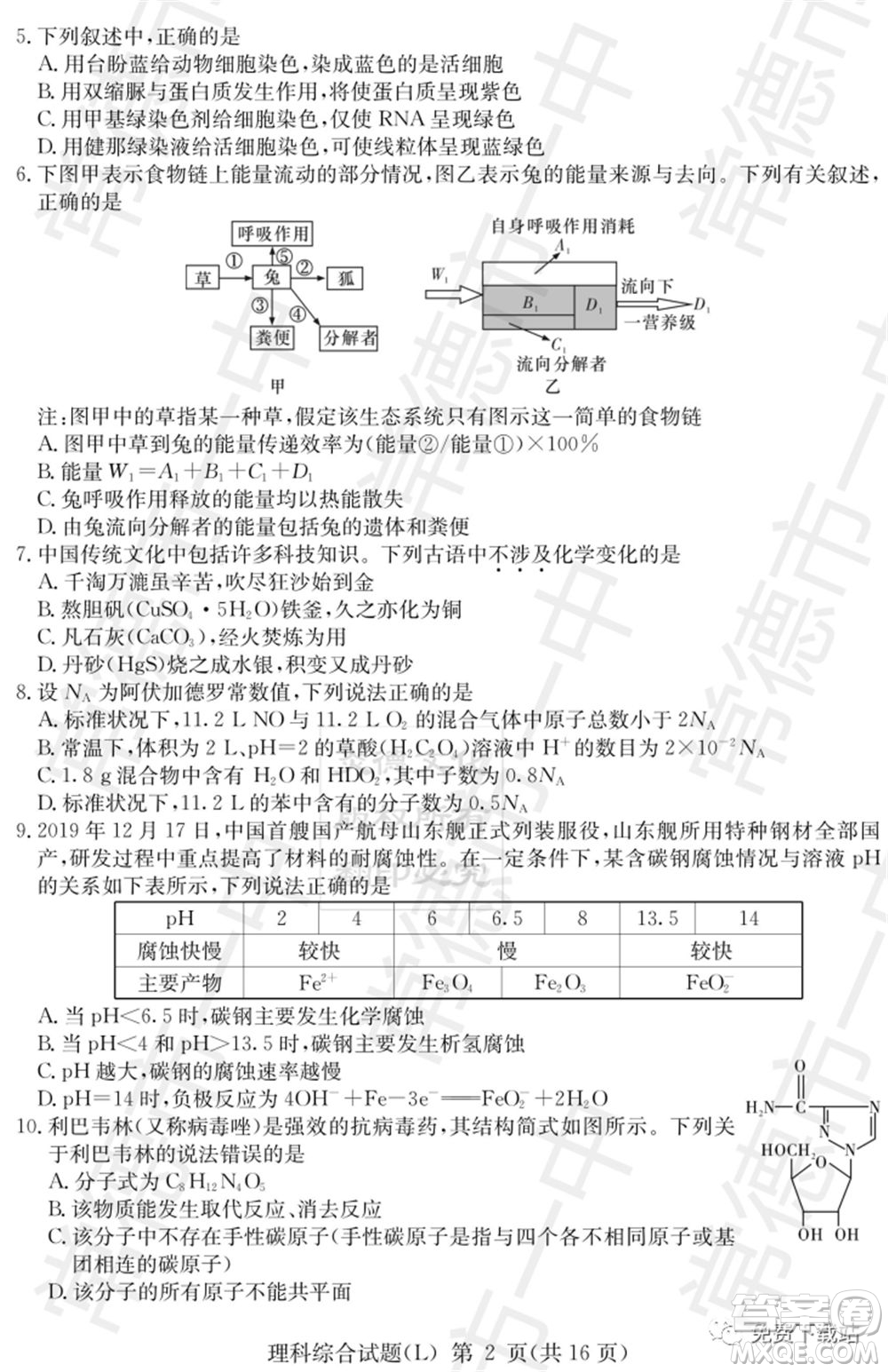 湖南省2020屆高三六校聯(lián)考試題理科綜合試題及答案