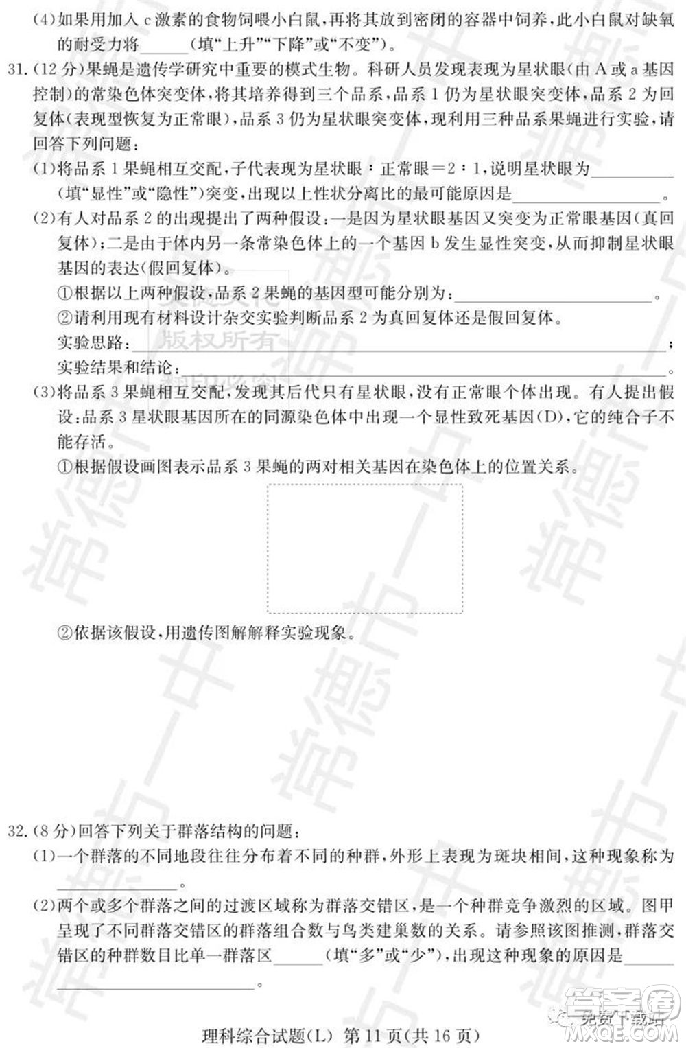 湖南省2020屆高三六校聯(lián)考試題理科綜合試題及答案