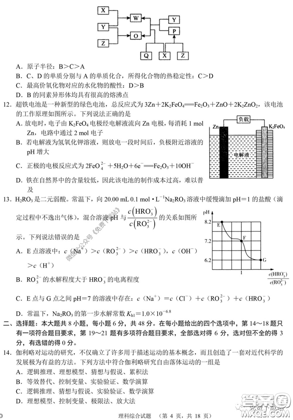 長(zhǎng)郡中學(xué)2020屆高三適應(yīng)性考試四理科綜合試題及答案