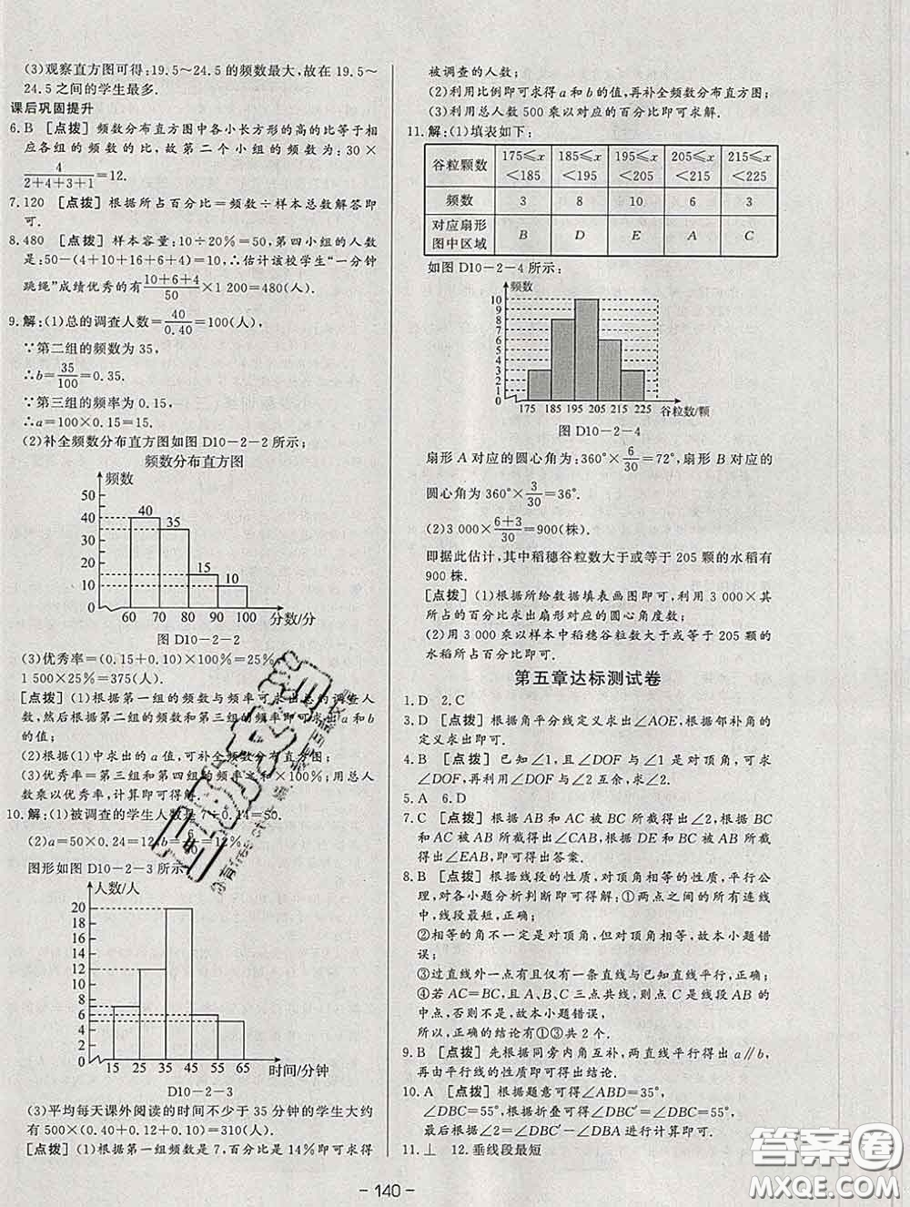 2020新版A+優(yōu)化作業(yè)本七年級數(shù)學(xué)下冊人教版參考答案