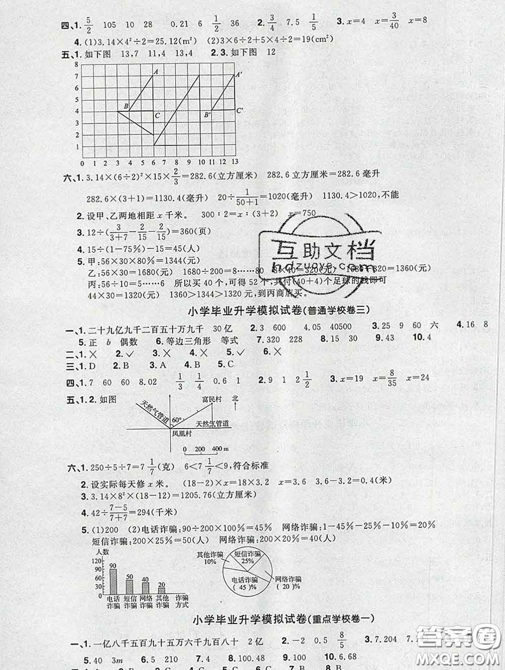 2020新版陽(yáng)光同學(xué)一線名師全優(yōu)好卷六年級(jí)數(shù)學(xué)下冊(cè)青島版答案