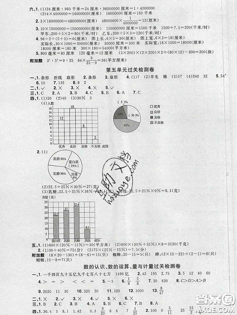 2020新版陽(yáng)光同學(xué)一線名師全優(yōu)好卷六年級(jí)數(shù)學(xué)下冊(cè)青島版答案