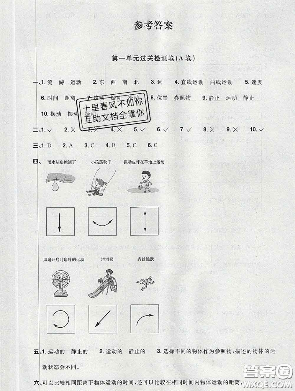 2020新版陽(yáng)光同學(xué)一線名師全優(yōu)好卷三年級(jí)科學(xué)下冊(cè)教科版答案