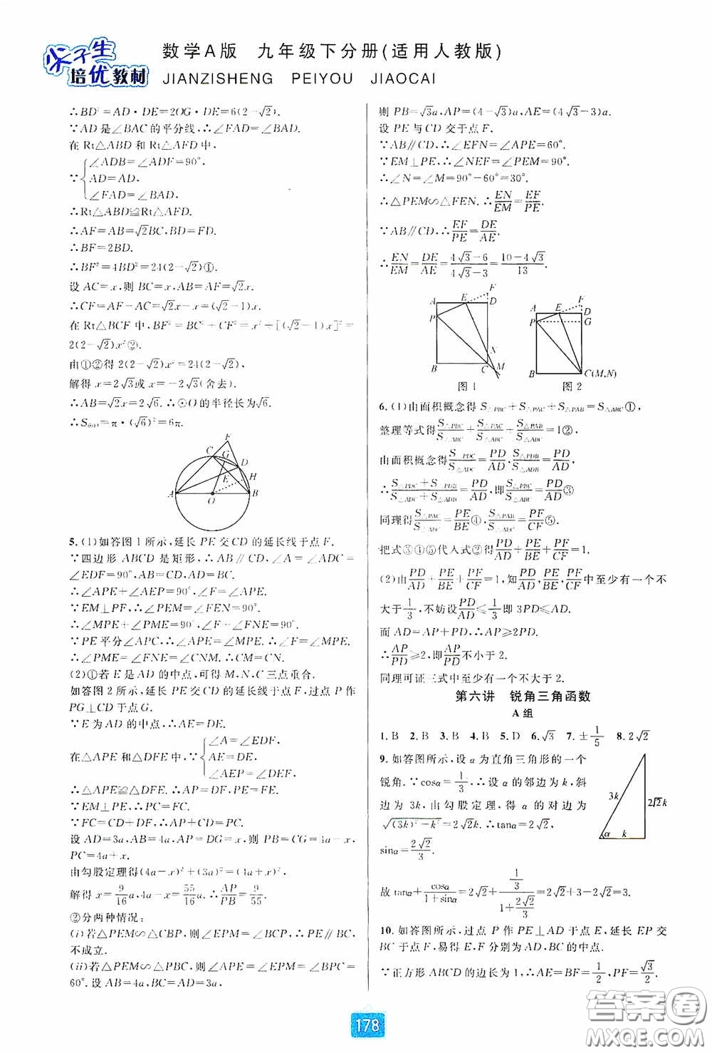 華東師范大學(xué)出版社2020尖子生培優(yōu)教材九年級(jí)數(shù)學(xué)人教版A版全一冊(cè)下分冊(cè)雙色板答案