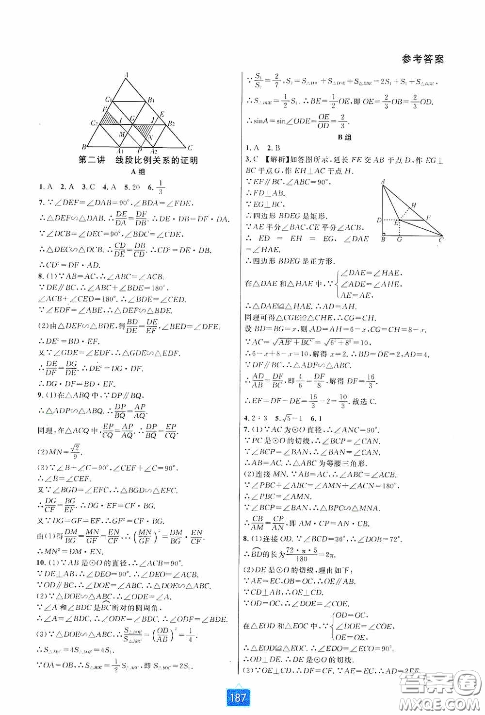 華東師范大學(xué)出版社2020尖子生培優(yōu)教材九年級(jí)數(shù)學(xué)人教版A版全一冊(cè)下分冊(cè)雙色板答案