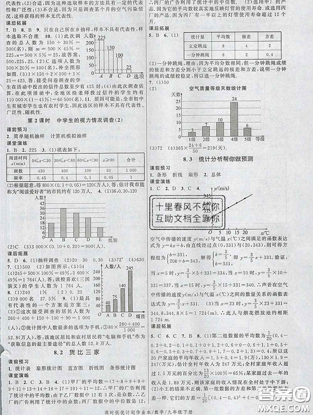 2020新版課時提優(yōu)計(jì)劃作業(yè)本九年級數(shù)學(xué)下冊蘇科版答案