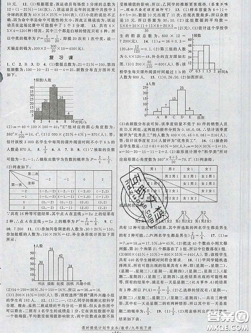 2020新版課時提優(yōu)計(jì)劃作業(yè)本九年級數(shù)學(xué)下冊蘇科版答案