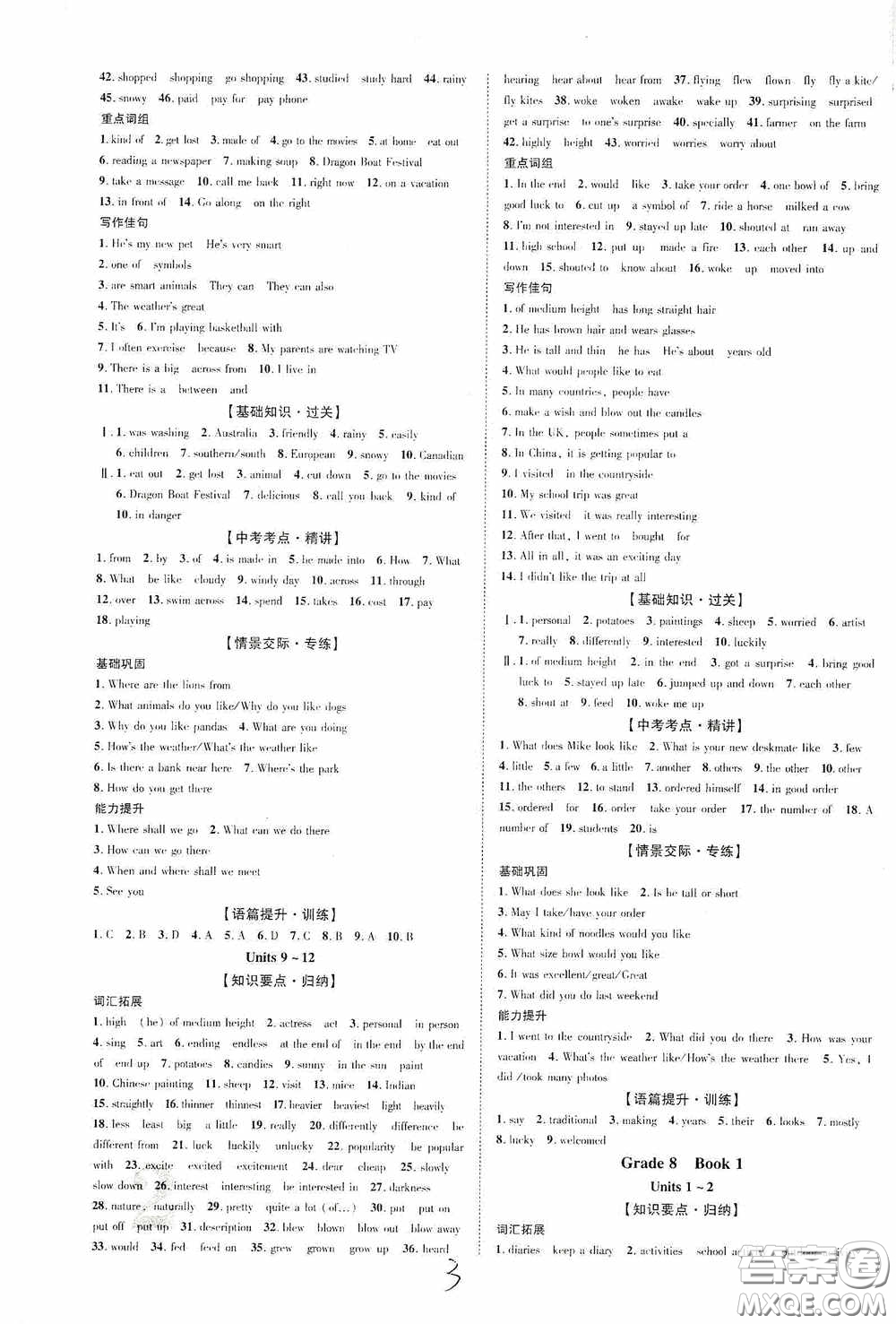 世界圖書出版公司2020陜西中考總復(fù)習(xí)優(yōu)化指導(dǎo)精講版英語人教版答案