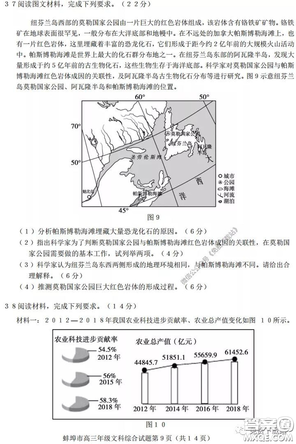 蚌埠市2020屆高三年級第三次教學質(zhì)量檢查考試文科綜合試題及答案