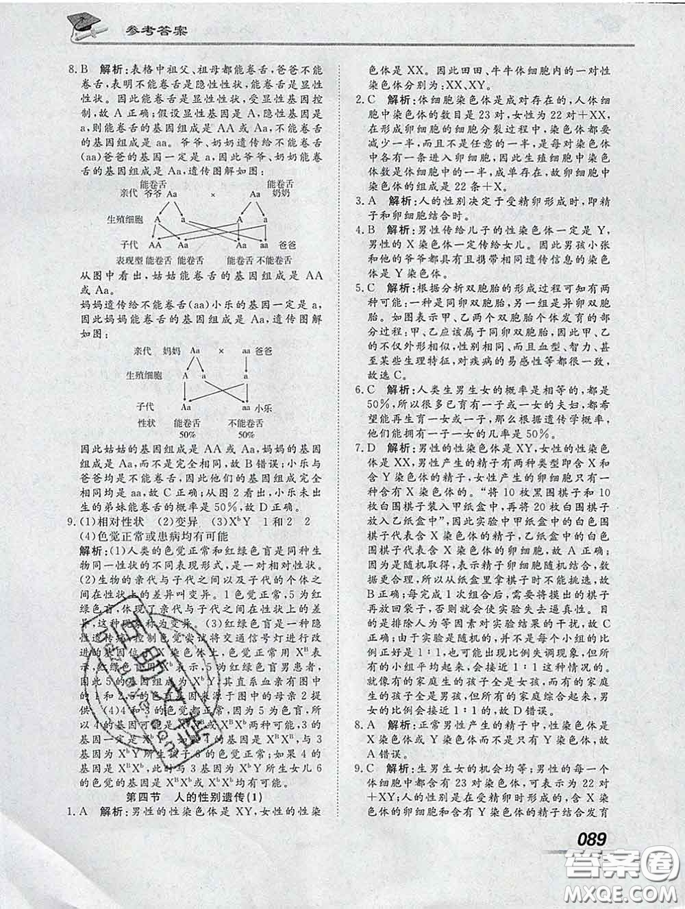 2020一川教育學(xué)考A+課堂檢測10分鐘八年級生物下冊人教版答案