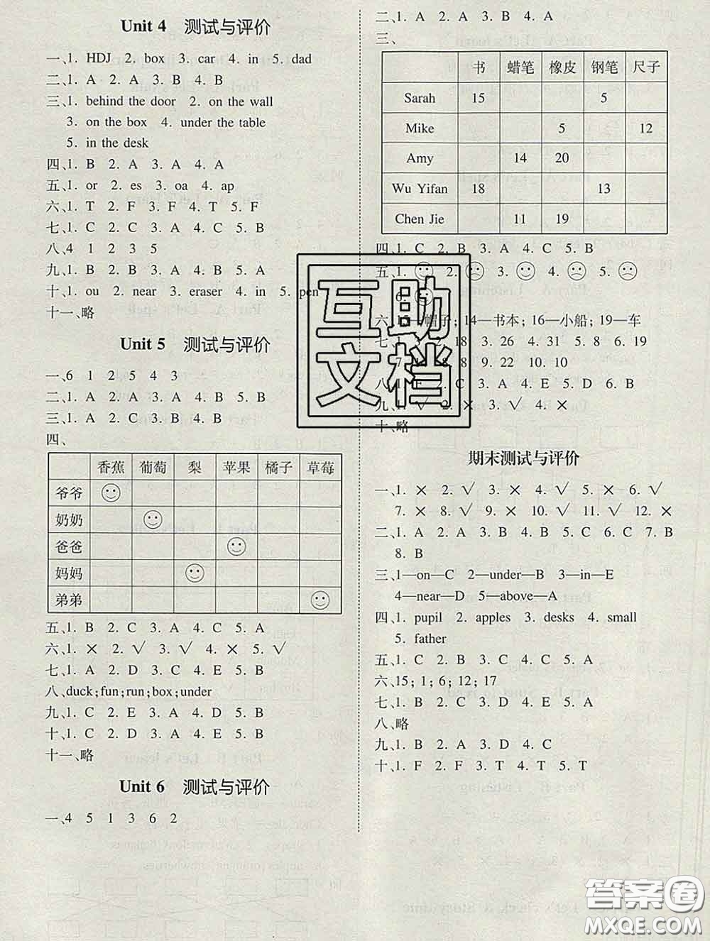 2020新版同步精練三年級(jí)英語下冊(cè)人教版參考答案