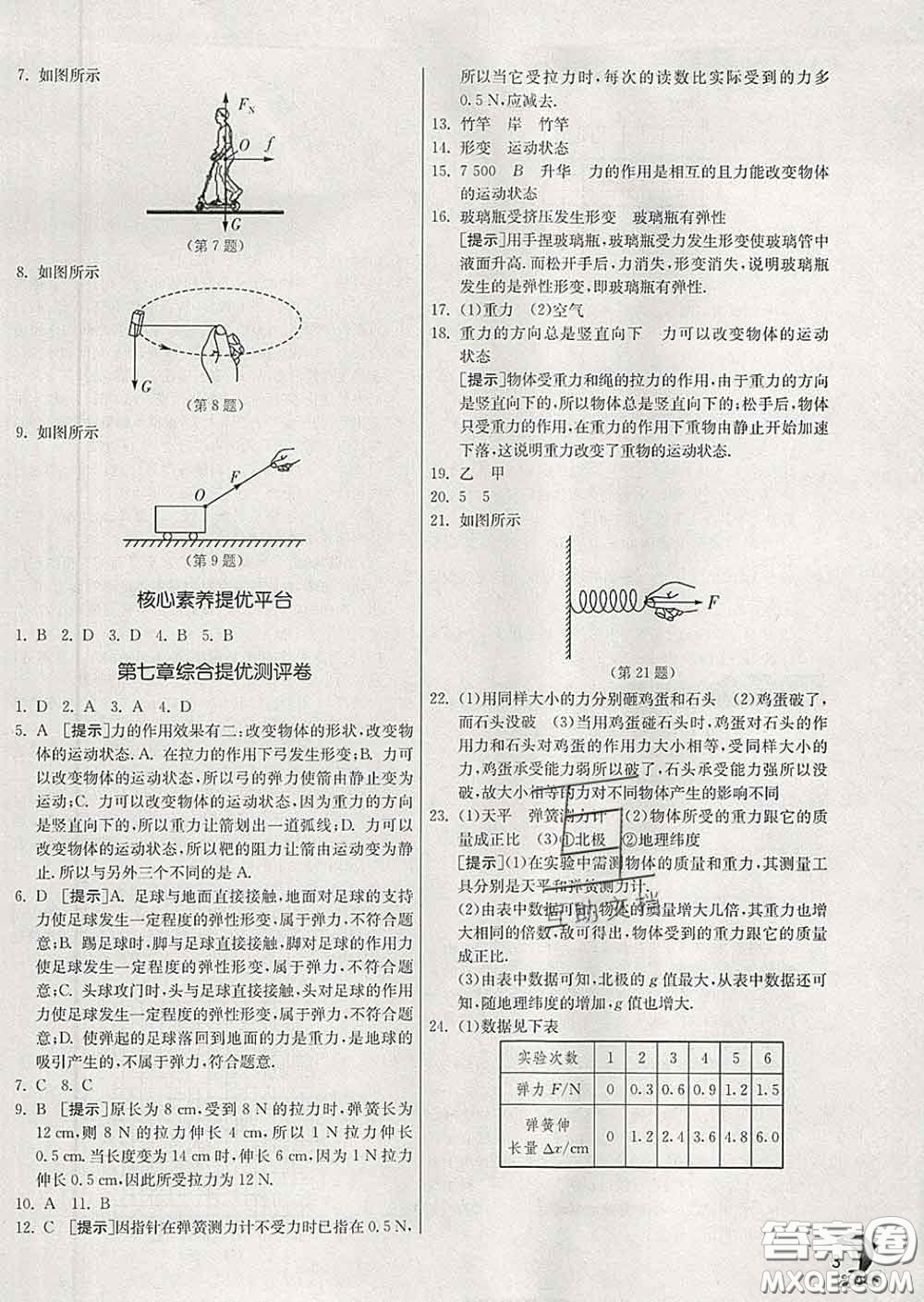 春雨教育2020春實(shí)驗(yàn)班提優(yōu)訓(xùn)練八年級物理下冊人教版答案