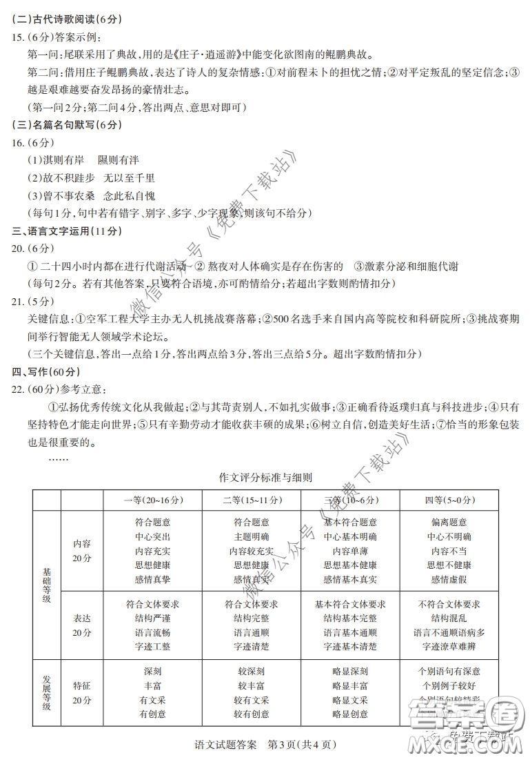 2020年4月山西省高考考前適應(yīng)性測試語文試題及答案