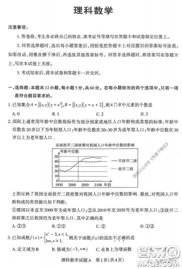 2020年4月山西省高考考前適應(yīng)性測(cè)試?yán)頂?shù)試題及答案