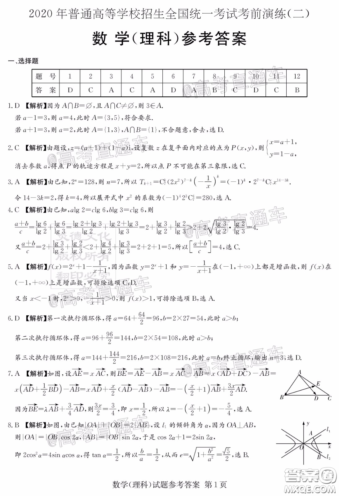 2020年婁底高三4月模擬考試理科數學試題及答案