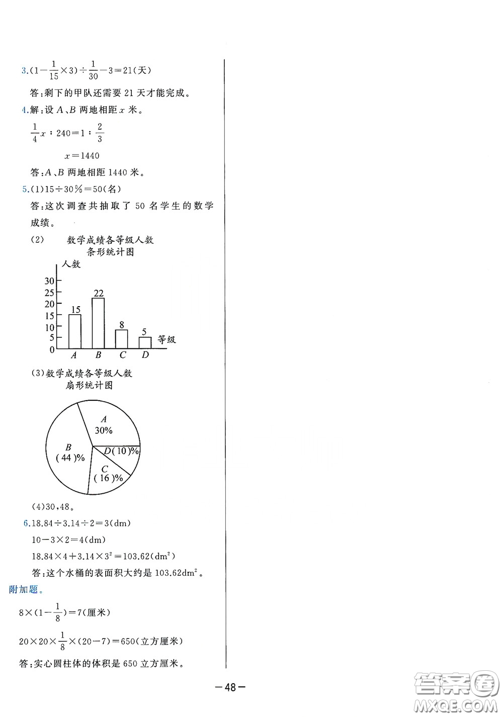 2020學(xué)而思基本功同步練測試卷小學(xué)數(shù)學(xué)六年級(jí)下冊北師大版答案