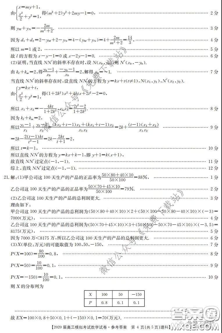 河北金太陽(yáng)2020屆高三模擬考試?yán)砜茢?shù)學(xué)試題及答案