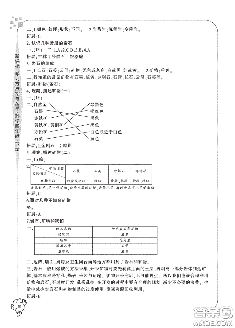 寧波出版社2020學(xué)習(xí)方法指導(dǎo)叢書四年級(jí)科學(xué)下冊人教版答案