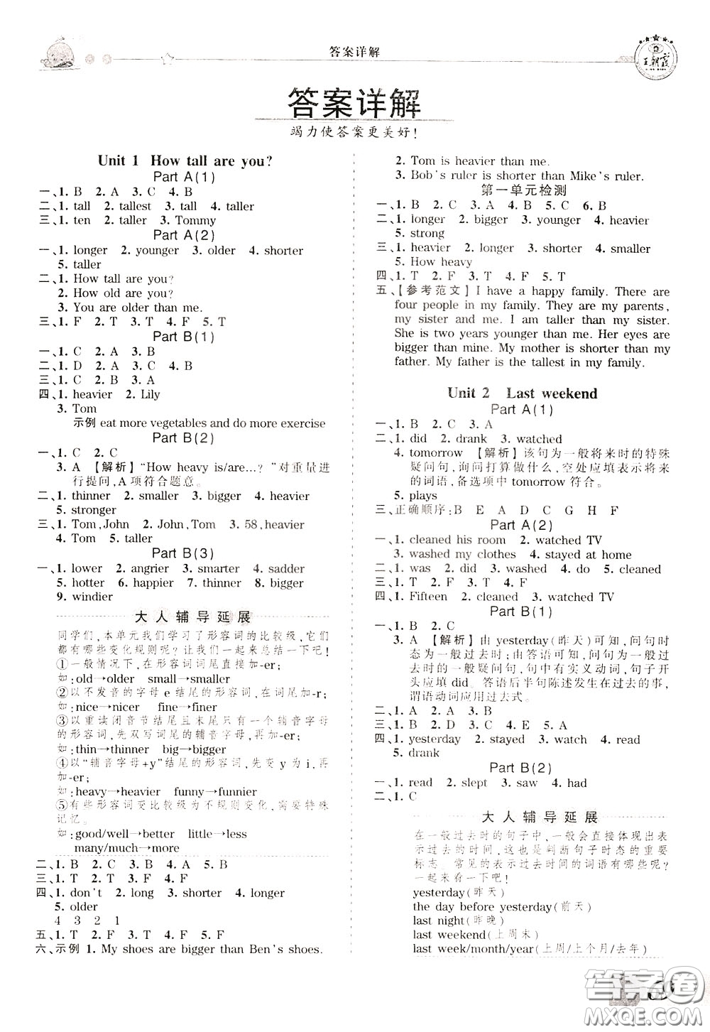 2020年王朝霞創(chuàng)維新課堂同步優(yōu)化訓(xùn)練英語六年級下冊PEP人教版參考答案