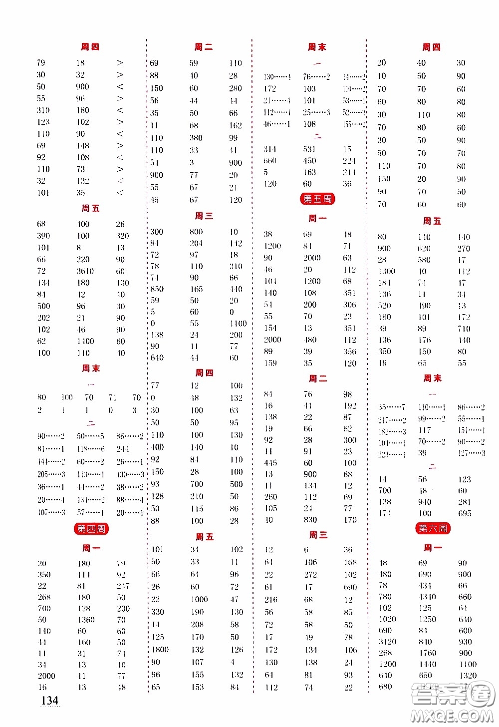 延邊人民出版社2020年小學(xué)生勵(lì)耘速算三年級(jí)下冊(cè)人教版浙江專版參考答案