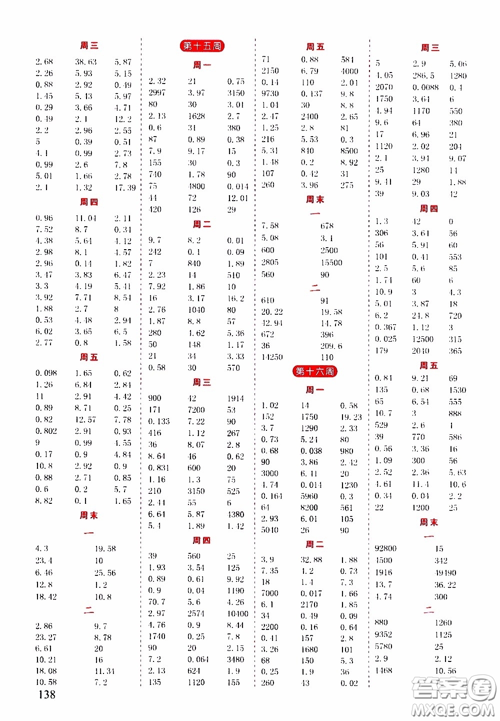 延邊人民出版社2020年小學(xué)生勵(lì)耘速算四年級(jí)下冊(cè)人教版浙江專版參考答案