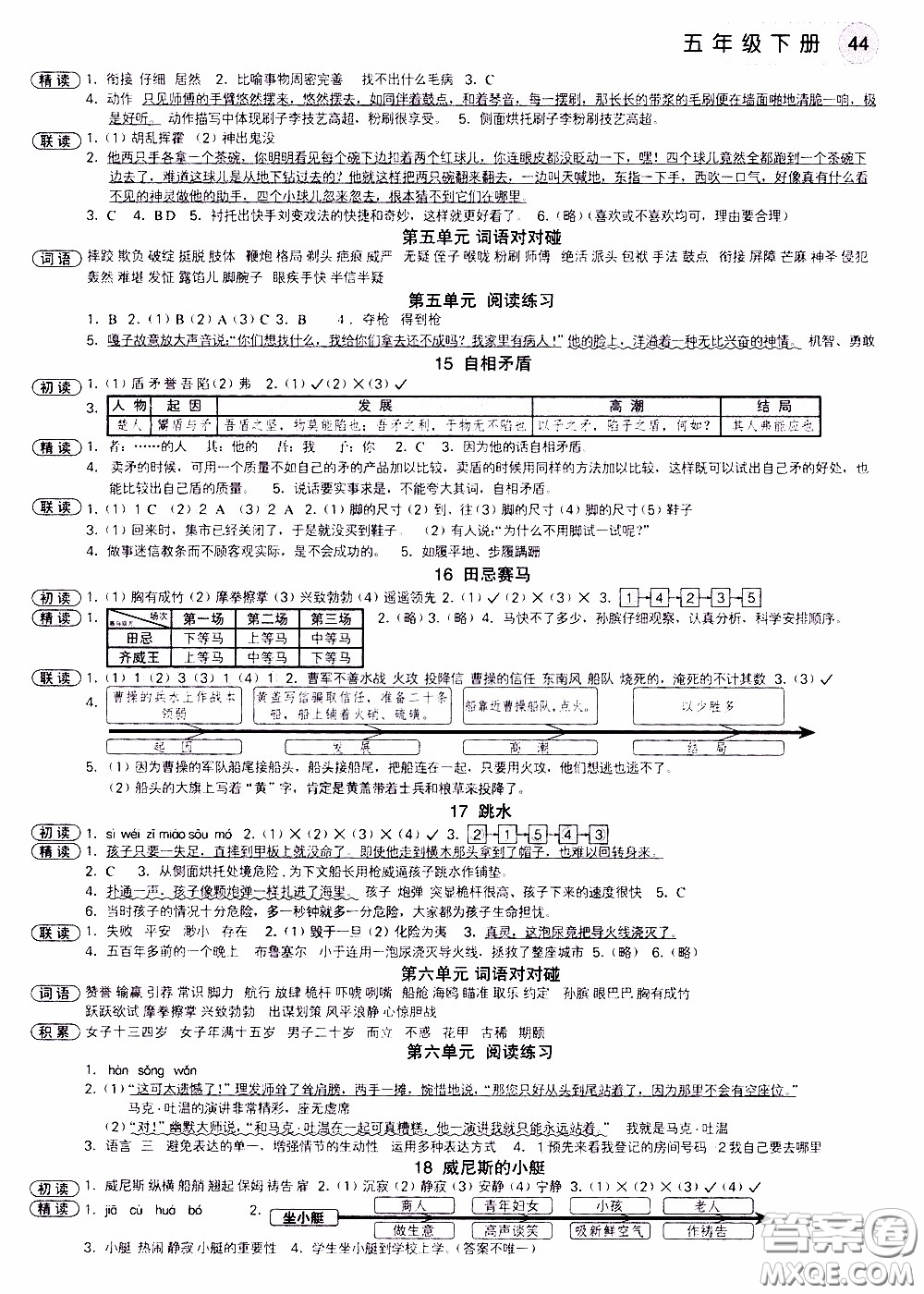 欣語文化2020年學(xué)而老師詞林采擷五年級(jí)下冊(cè)語文參考答案