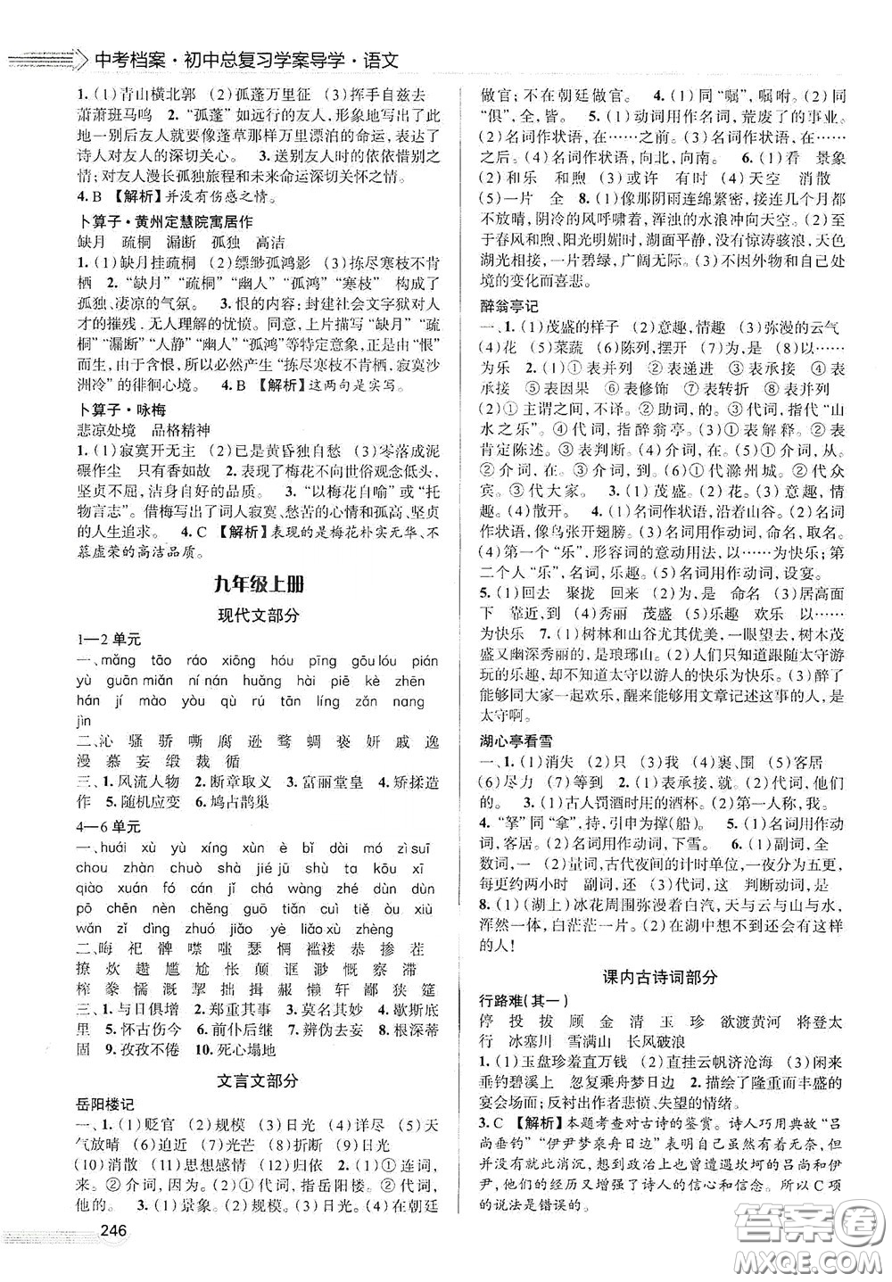 2020智學島四維文化中考檔案初中總復習學案導學A版精練冊語文青島版答案