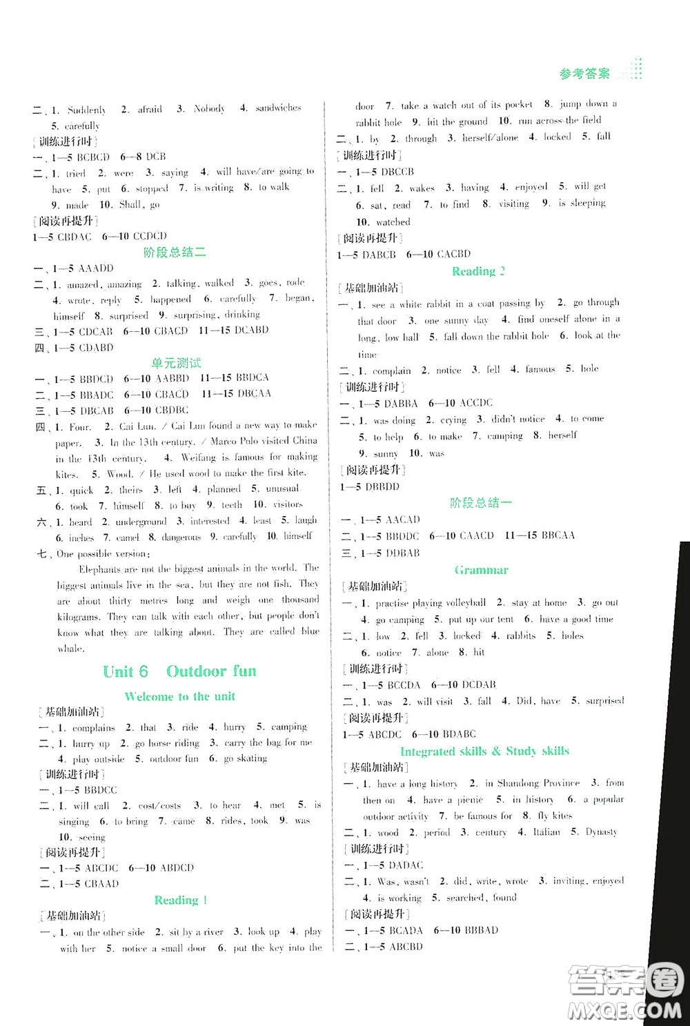 江蘇鳳凰美術(shù)出版社2020創(chuàng)新課時(shí)作業(yè)本七年級(jí)英語(yǔ)下冊(cè)江蘇版答案