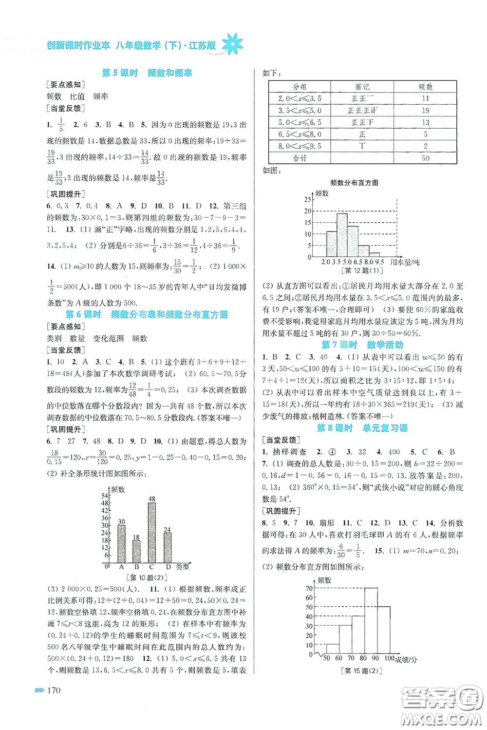 江蘇鳳凰美術(shù)出版社2020創(chuàng)新課時(shí)作業(yè)本八年級(jí)數(shù)學(xué)下冊(cè)江蘇版答案